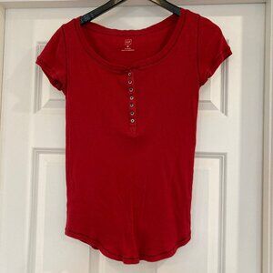 Button Ribbed T-Shirt